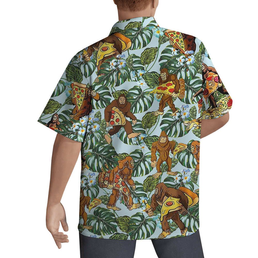 Funny Bigfoot Pizza Tropical Hawaiian Shirt