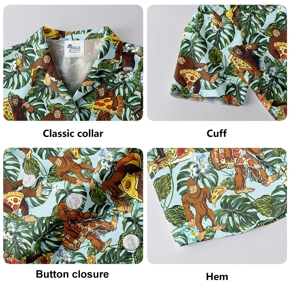 Funny Bigfoot Pizza Tropical Hawaiian Shirt