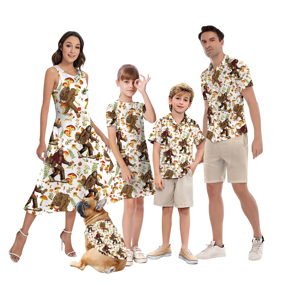 Sasquatch Mushroom Matching Hawaiian Outfits For Family And Dogs - variant image 1