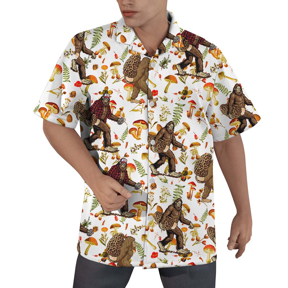 Sasquatch Mushroom Hawaiian Button Up Shirt - variant image 1