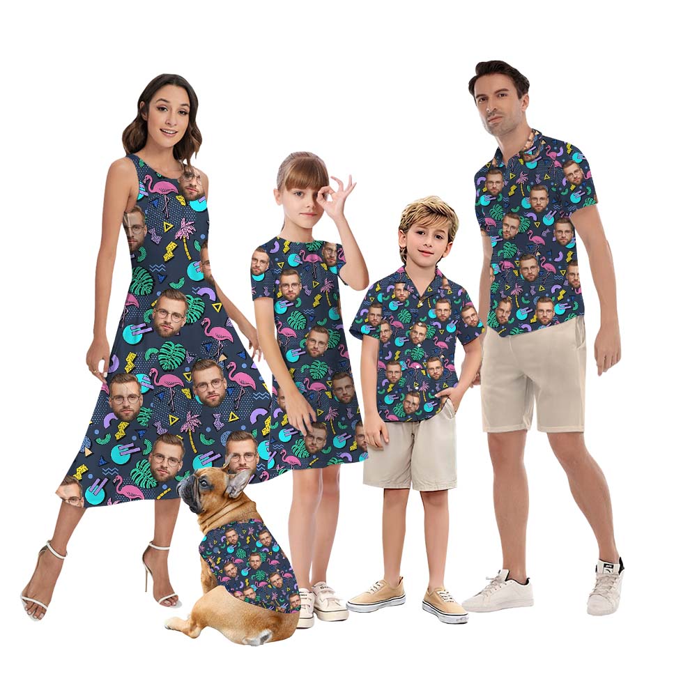 Custom Flamingo Matching Hawaiian Shirt With 5 Faces - variant image 1
