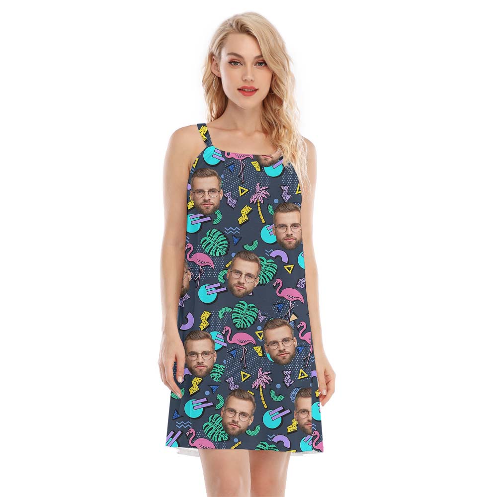Custom Faces Flamingo Theme Hawaiian Cami Dress - variant image 1