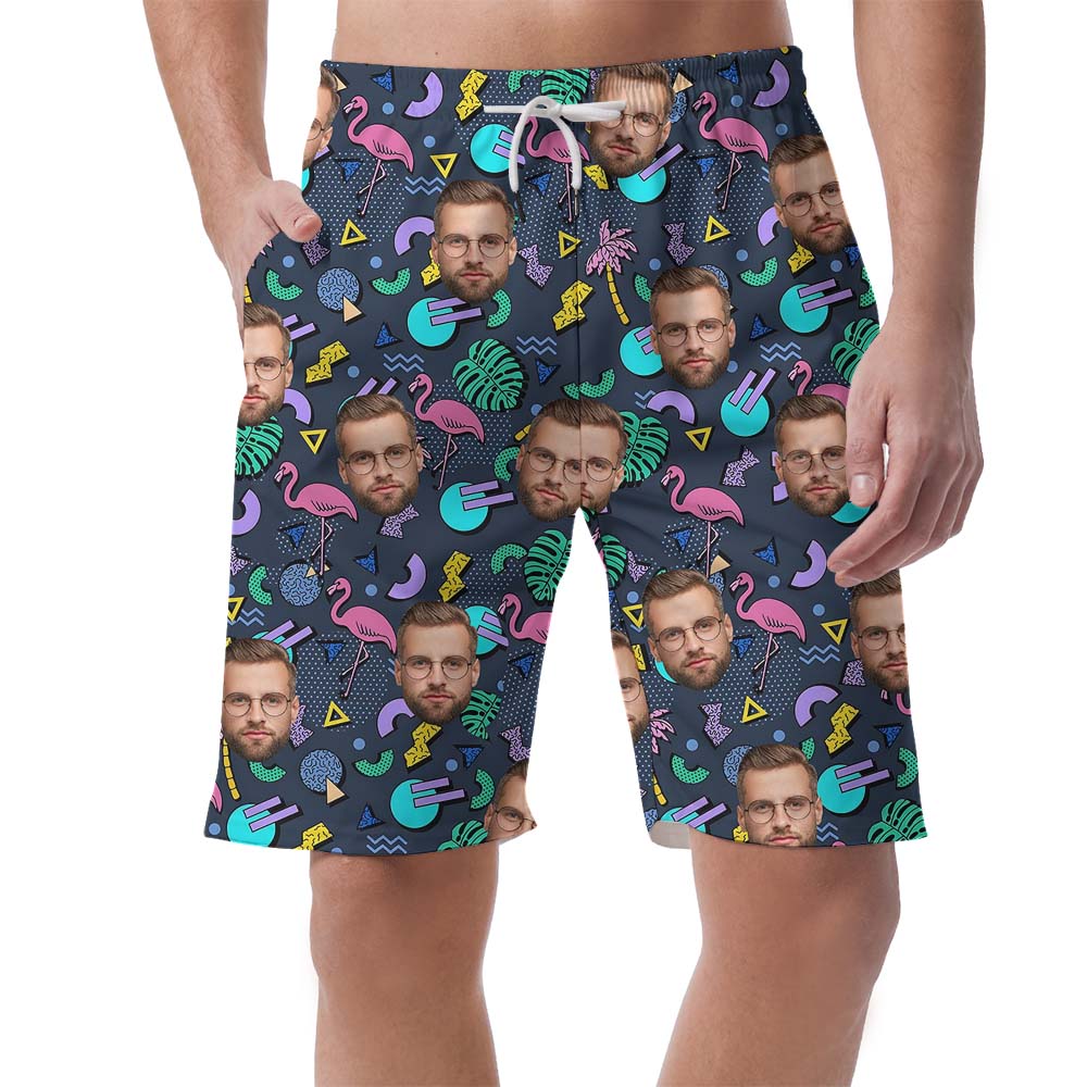 Custom Logo Flamingo Hawaiian Shorts with Faces - variant image 1