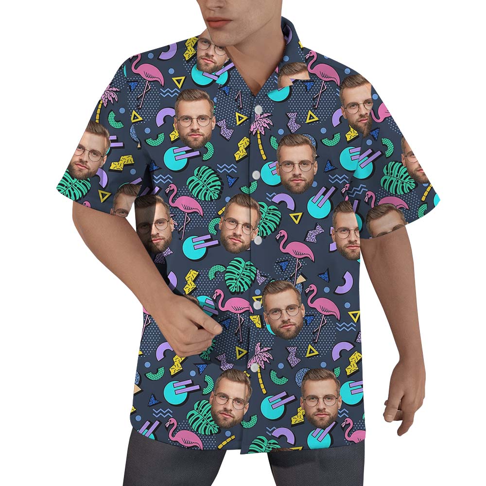 Custom Flamingo Print Hawaiian Shirt with Logo - variant image 1