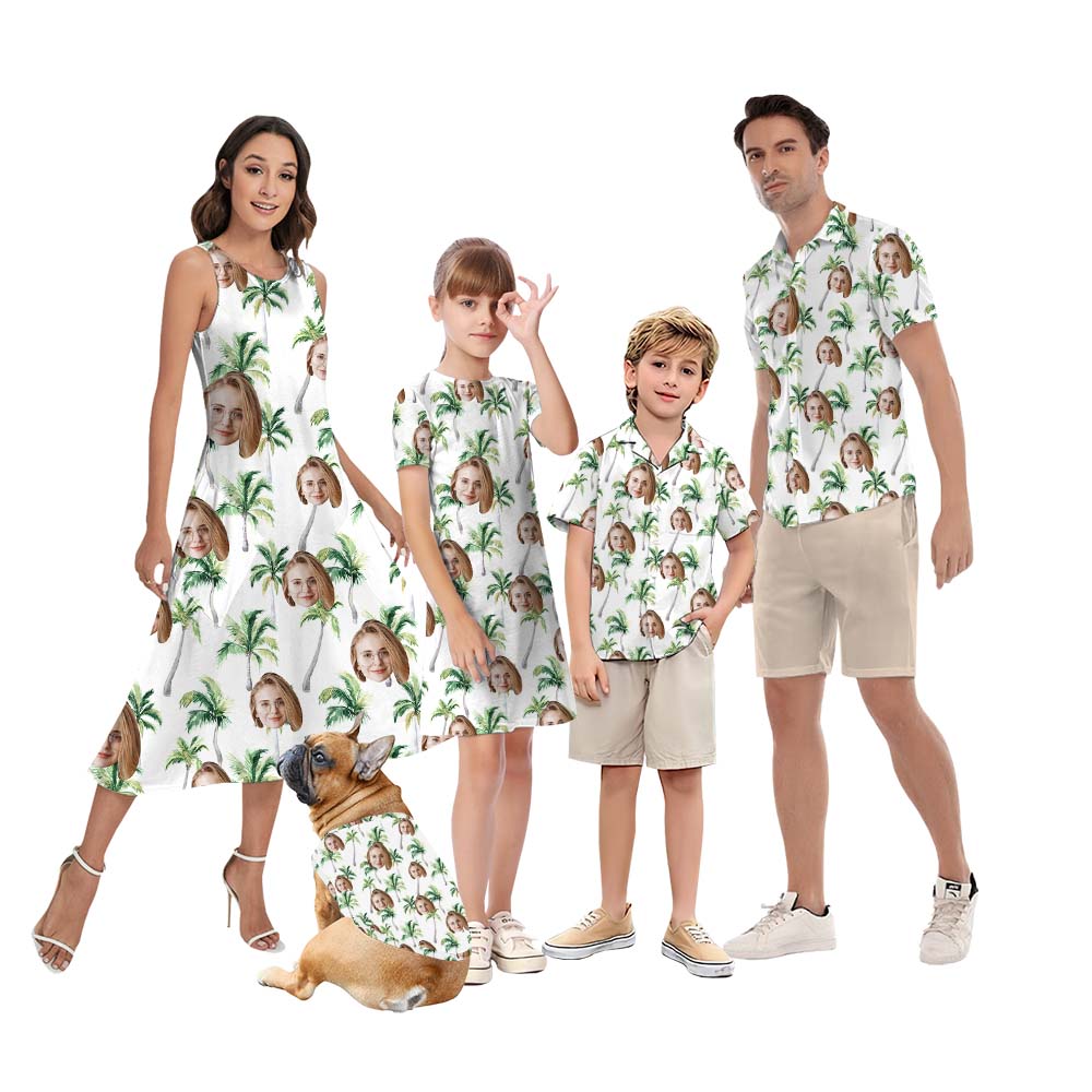 Matching Family White Palm Custom Hawaiian Shirt With Logos - variant image 1