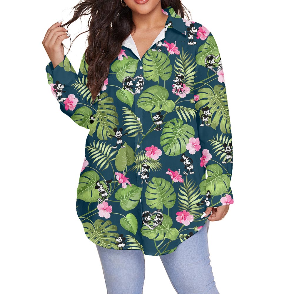 Mickey Minnie Plus Size Women's Hawaii Shirt Steamboat Willie