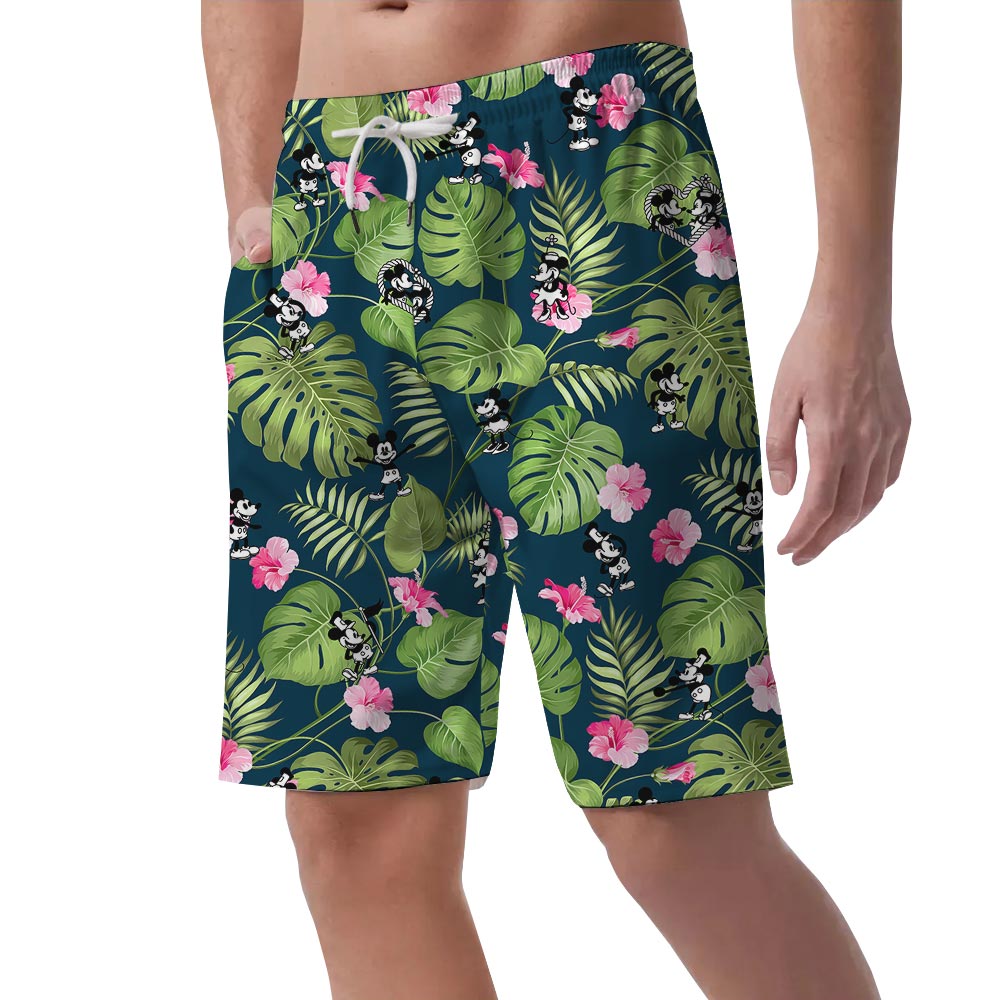 Mickey Minnie Steamboat Willie Men's Beach Shorts