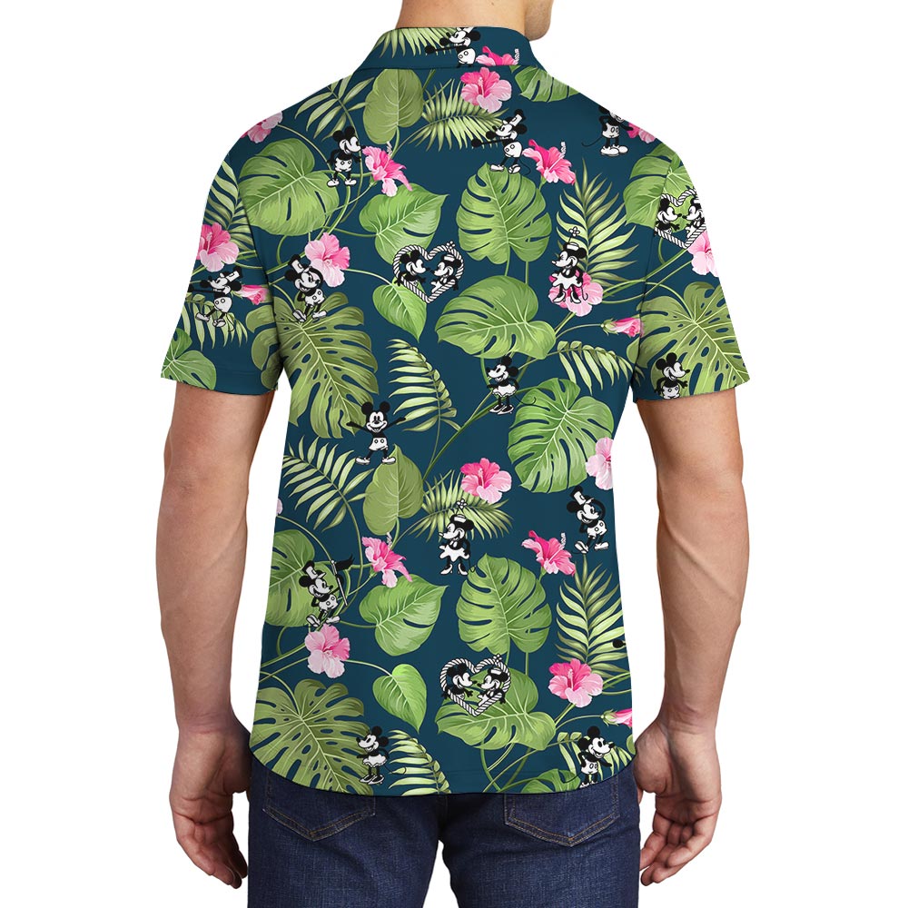 Steamboat Willie Mickey Minnie Tropical Polo Shirt For Men