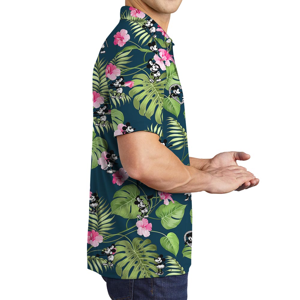 Steamboat Willie Mickey Minnie Tropical Polo Shirt For Men