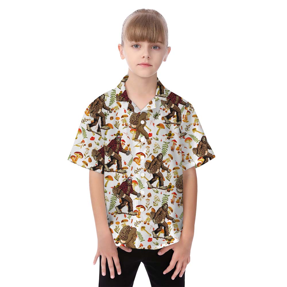 Sasquatch Mushroom Matching Hawaiian Outfits For Family And Dogs