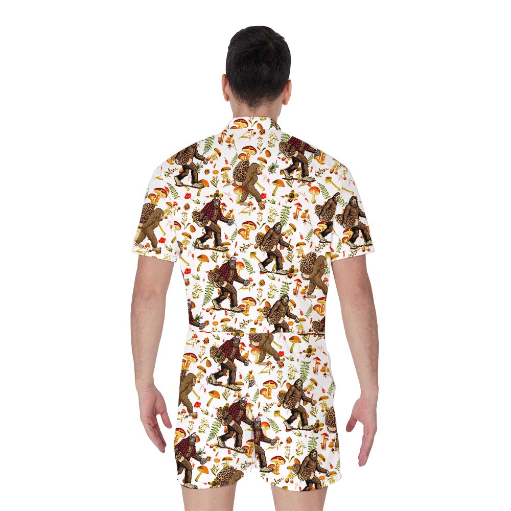 Bigfoot Holding Mushroom Print Men's Onesie