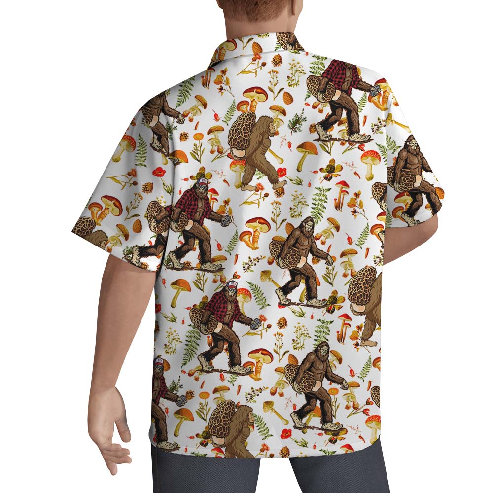 Sasquatch Mushroom Hawaiian Button Up Shirt