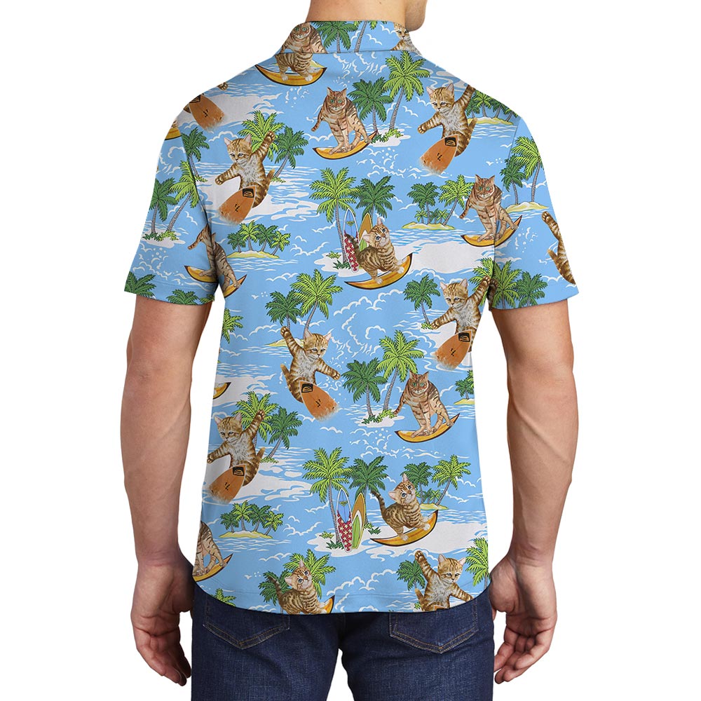 Summer Hawaiian Polo Men For Meow Lover