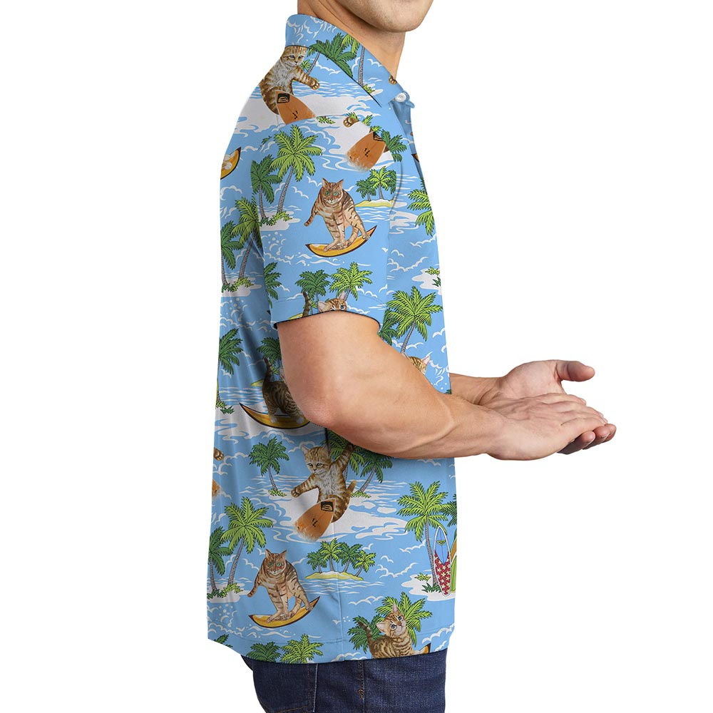 Summer Hawaiian Polo Men For Meow Lover