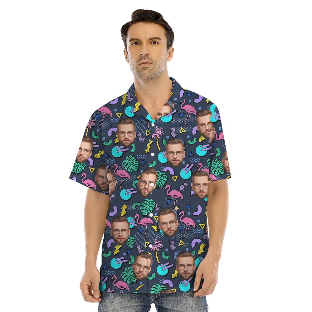 Custom Flamingo Matching Hawaiian Shirt With 5 Faces