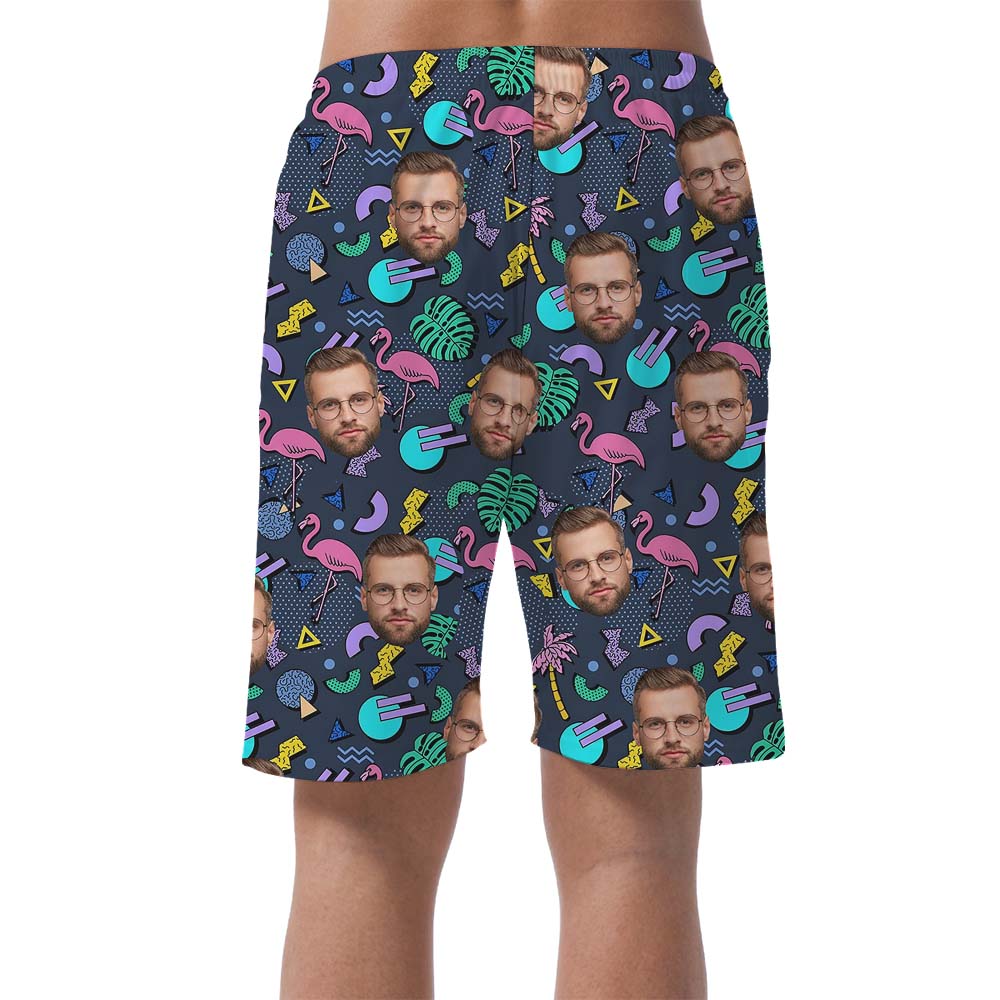 Custom Logo Flamingo Hawaiian Shorts with Faces