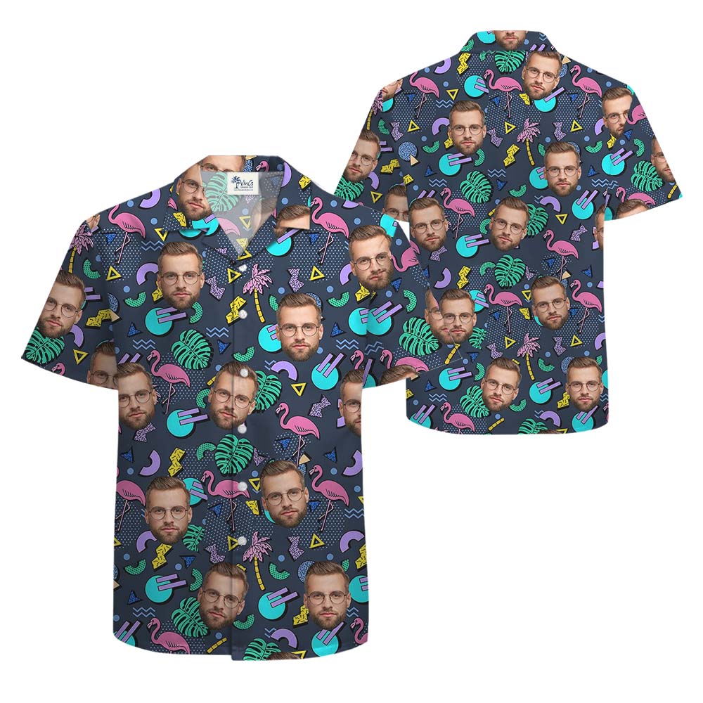 Custom Flamingo Print Hawaiian Shirt with Logo