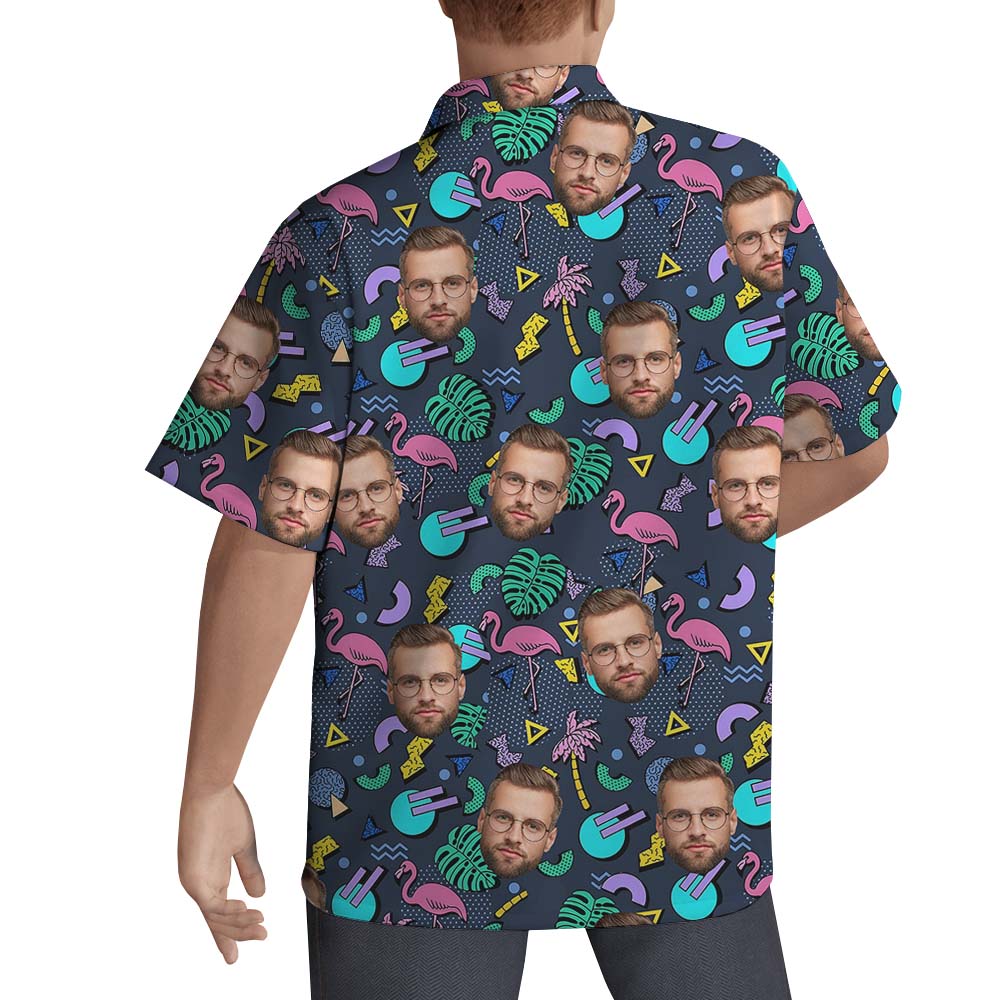 Custom Flamingo Print Hawaiian Shirt with Logo