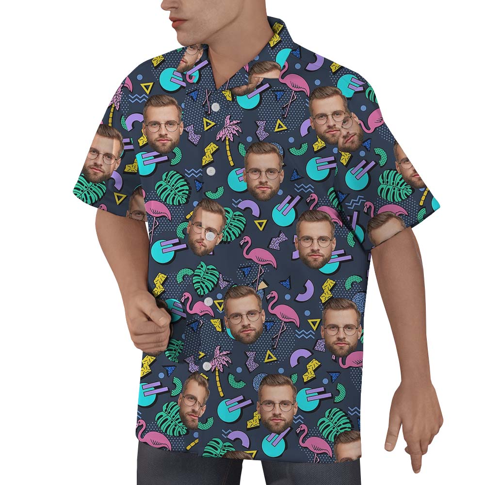 Custom Flamingo Print Hawaiian Shirt with Logo