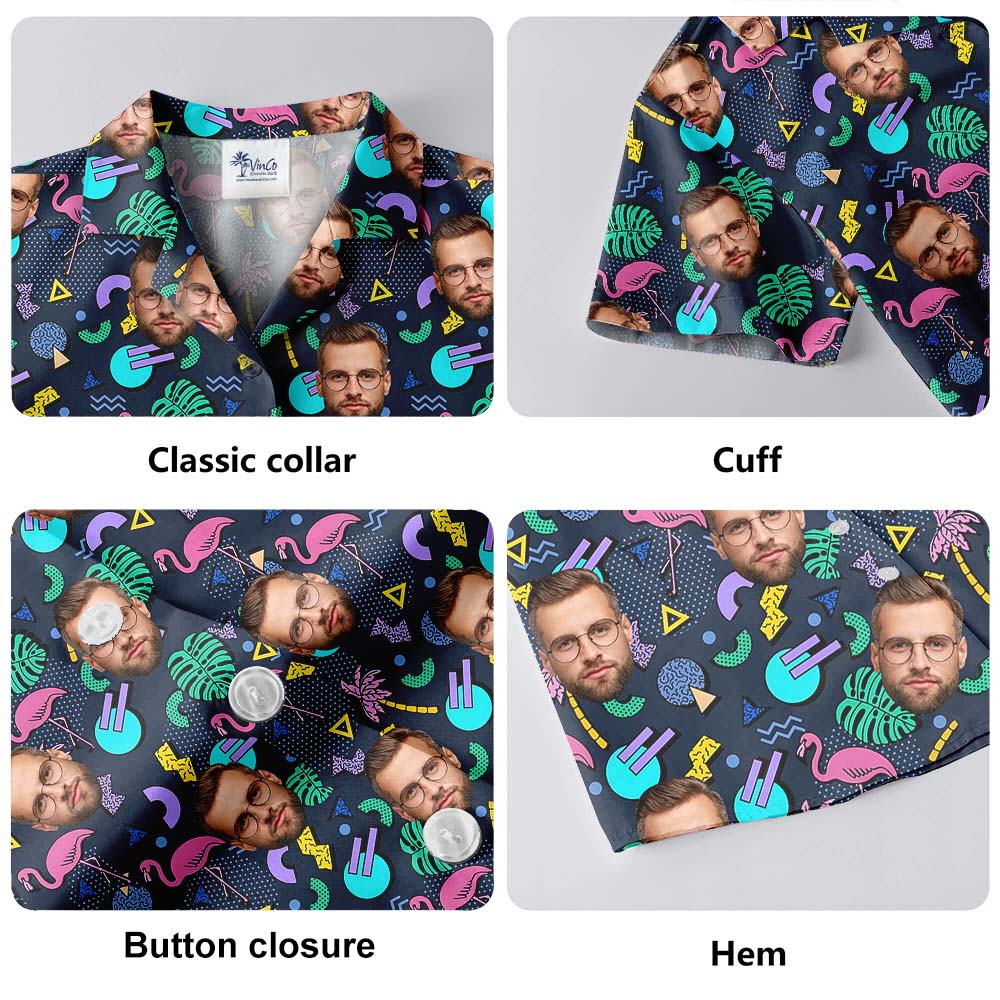 Custom Flamingo Print Hawaiian Shirt with Logo