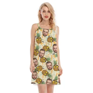 Face-Print Pineapple Tropical Cami Dress For Women