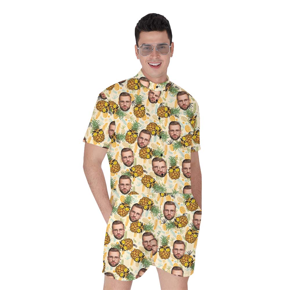 Hawaiian Pineapple Men's Romper with Custom Face - variant image 1
