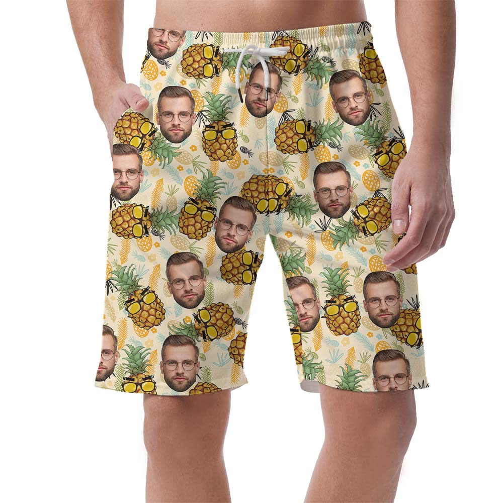 Customized Pineapple Print Face Men's Beach Shorts - variant image 1