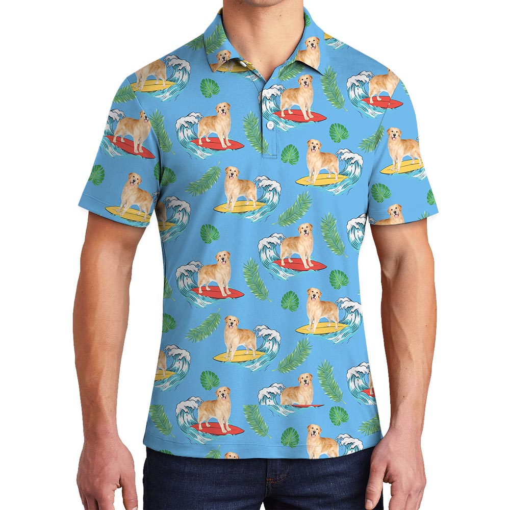 Dog Pattern Beach Hawaiian Polo Men - variant image 1