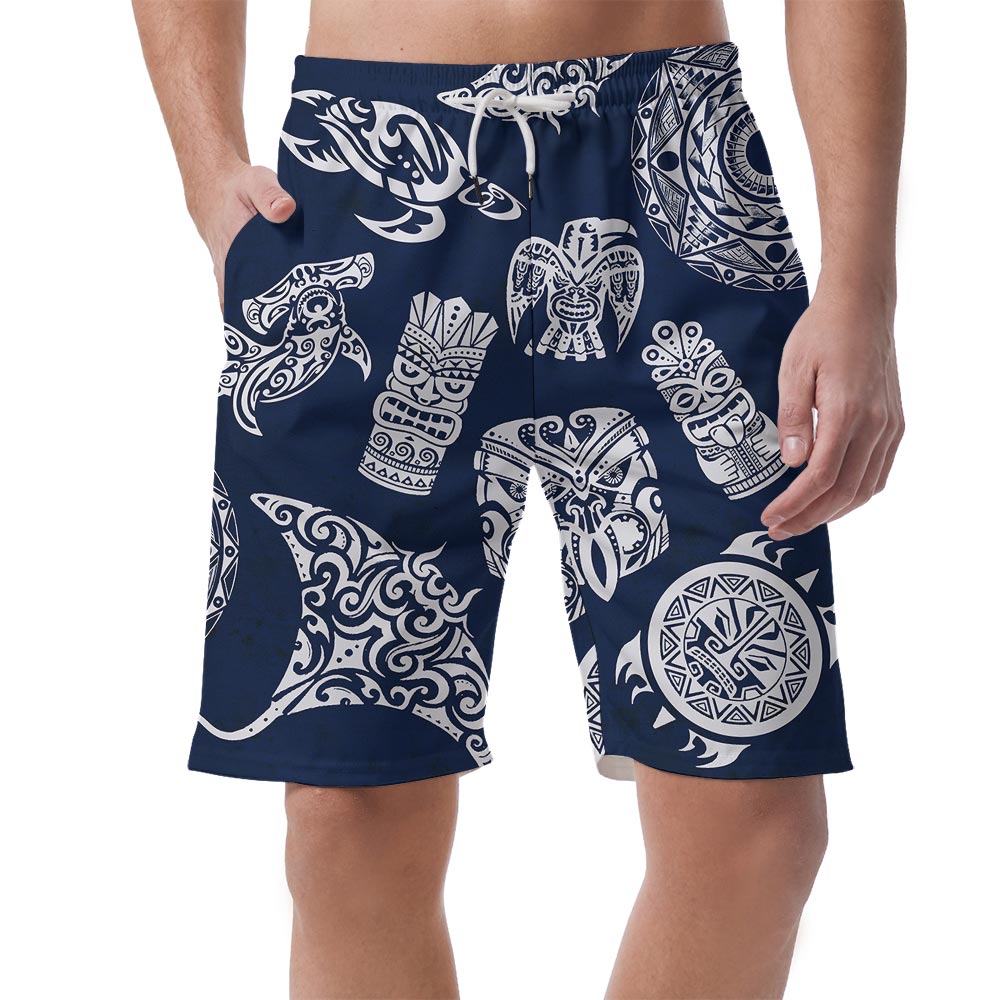 Hawaiian Beach Shorts Men With Tiki Pattern - variant image 1