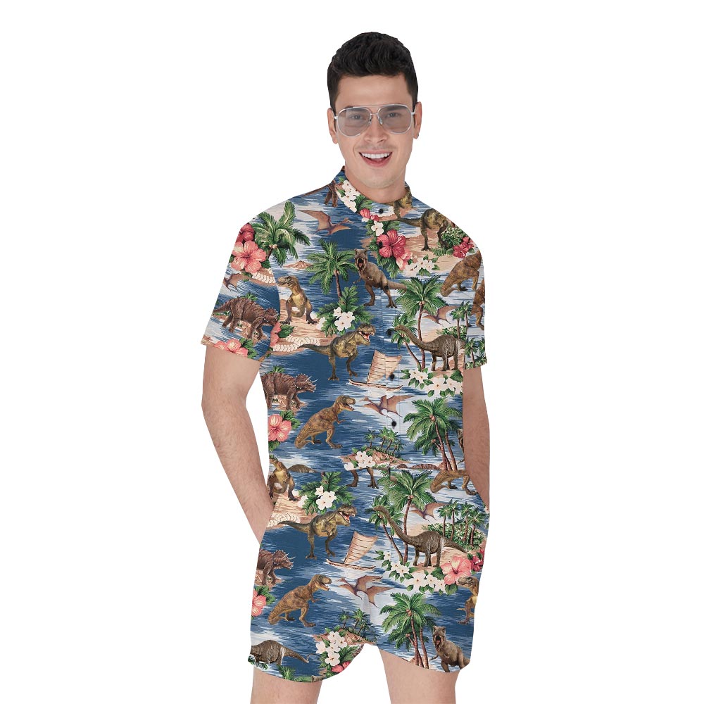 Dinosaur Print Hawaiian Men's Romper - variant image 1