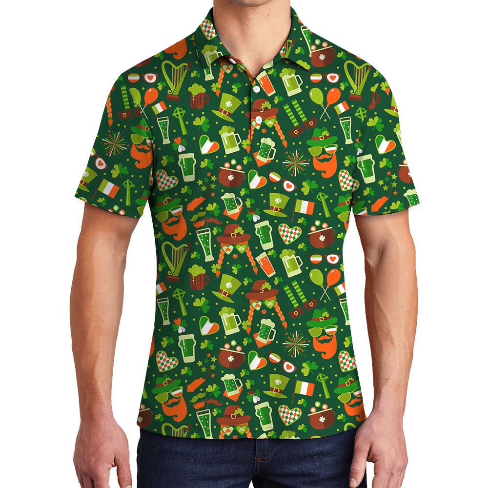 Kiss me Im Irish St Patrick Day Hawaiian Polo Shirt for Men - variant image 1