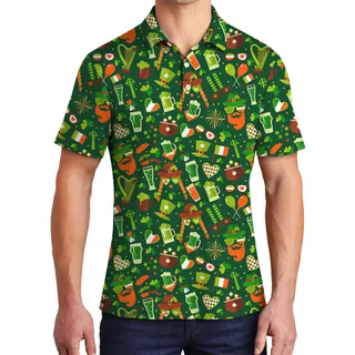 Kiss me Im Irish St Patrick Day Hawaiian Polo Shirt for Men