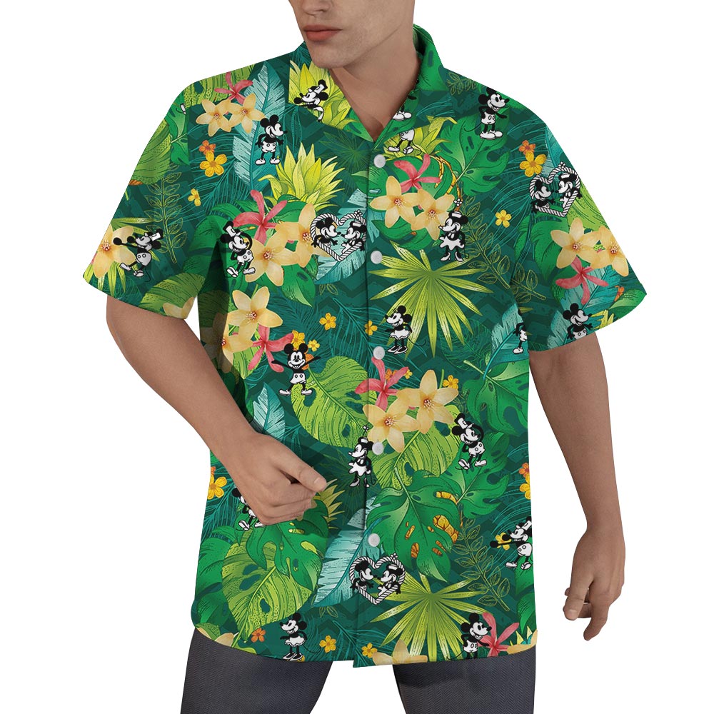 Steamboat Willie Mickey Minnie Tropical Shirt For Men - variant image 1