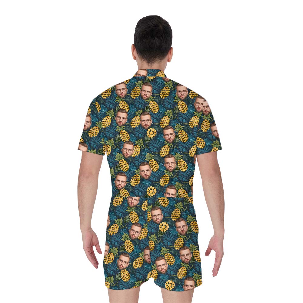 Tropical Custom Multi-Face Print Pineapple Hawaiian Romper