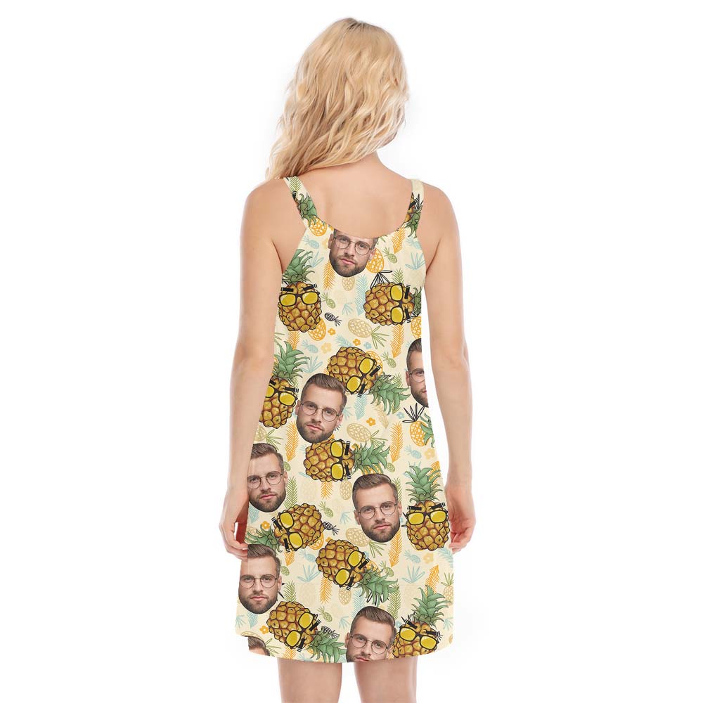 Face-Print Pineapple Tropical Cami Dress For Women