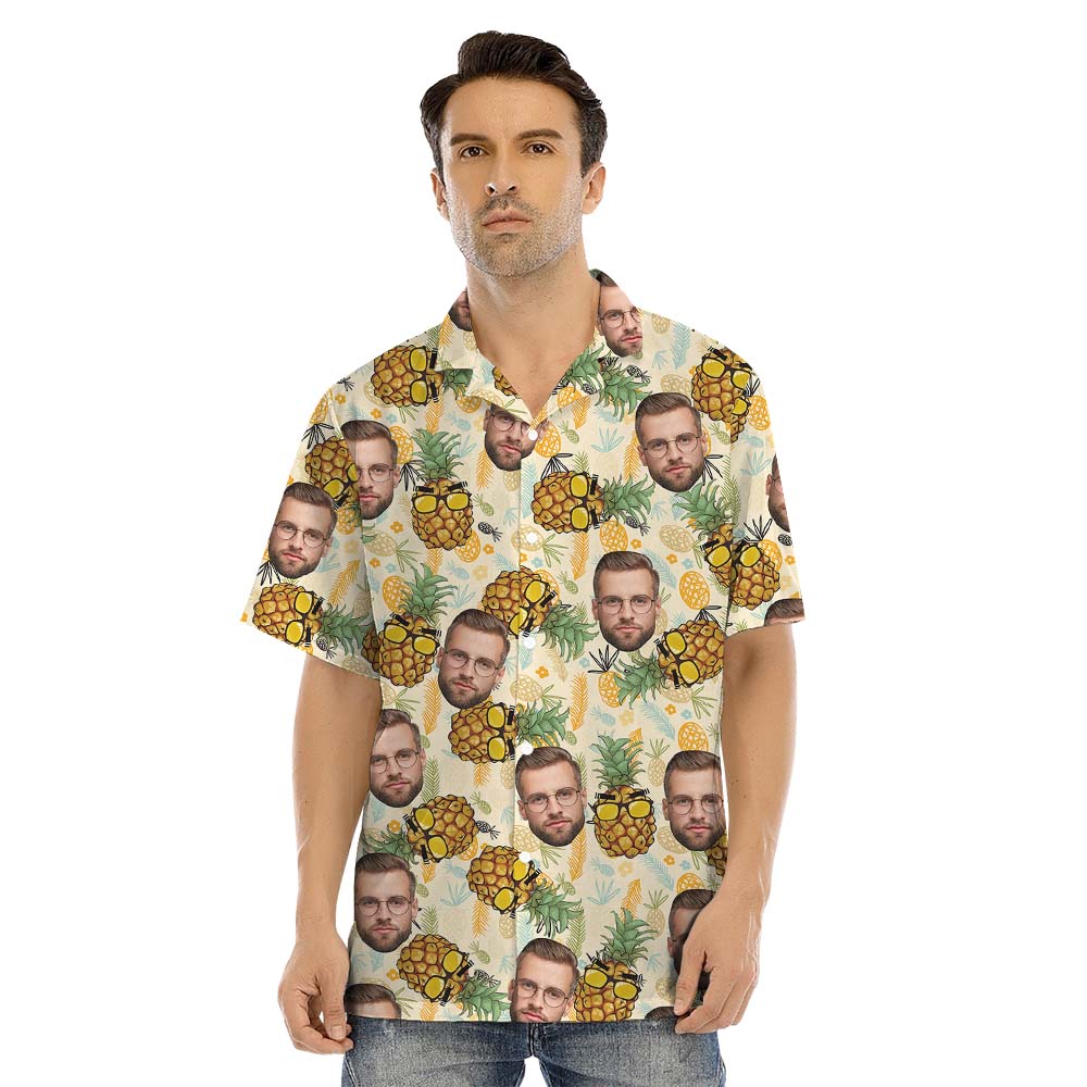 Custom Face Photo Pineapple Matching Family Hawaiian Outfits With Dog