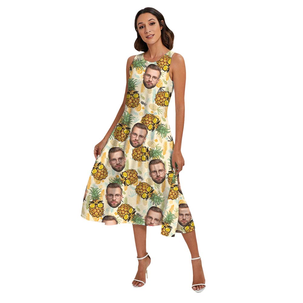 Custom Face Photo Pineapple Matching Family Hawaiian Outfits With Dog