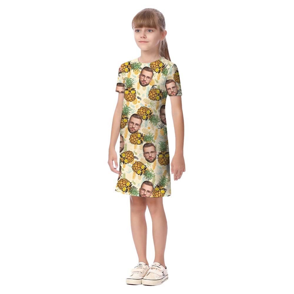 Custom Face Photo Pineapple Matching Family Hawaiian Outfits With Dog