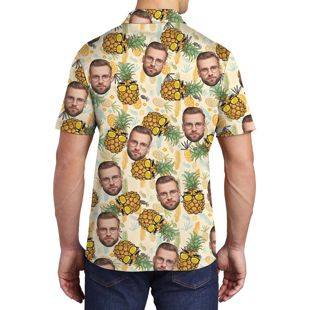Personalized Face Pineapple Aloha Collared Polos
