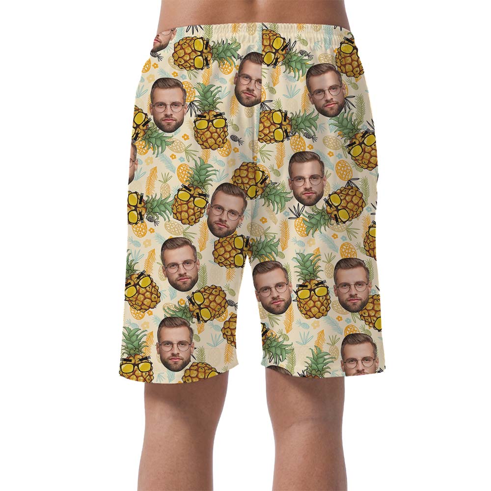Customized Pineapple Print Face Men's Beach Shorts