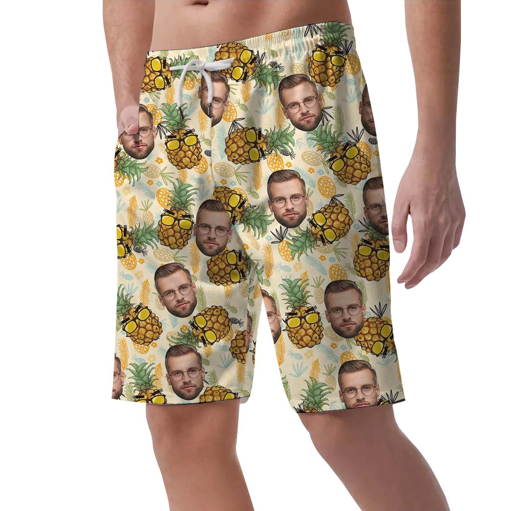 Customized Pineapple Print Face Men's Beach Shorts