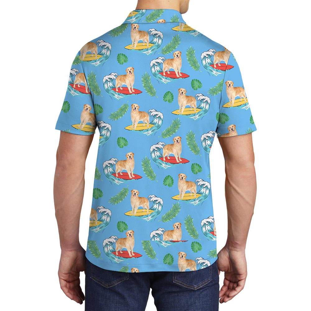 Dog Pattern Beach Hawaiian Polo Men