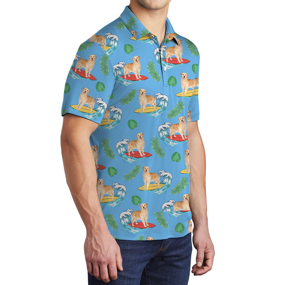 Dog Pattern Beach Hawaiian Polo Men