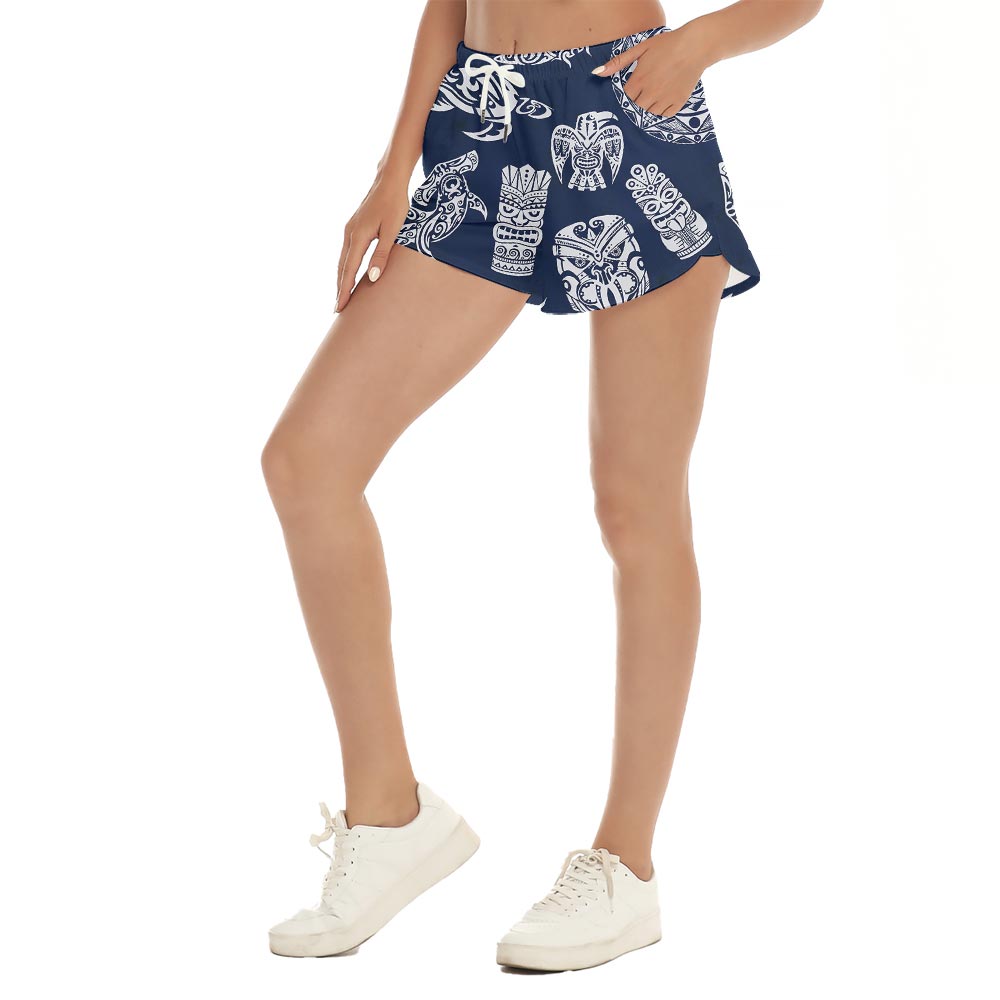 Hawaiian Shorts Women With Tiki Pattern
