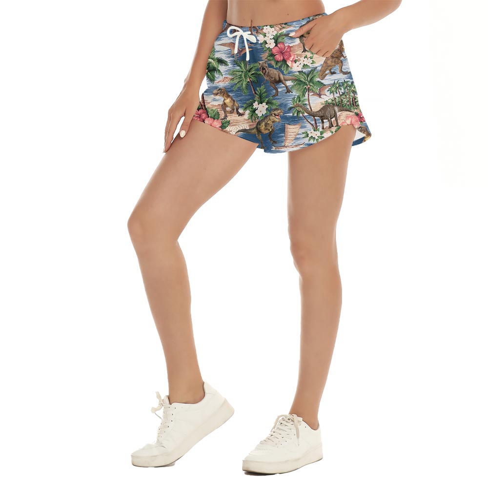 Dinosaur Print Hawaiian Shorts Women