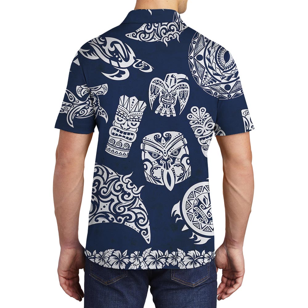 Tiki Print Matching Men's Hawaiian Polo
