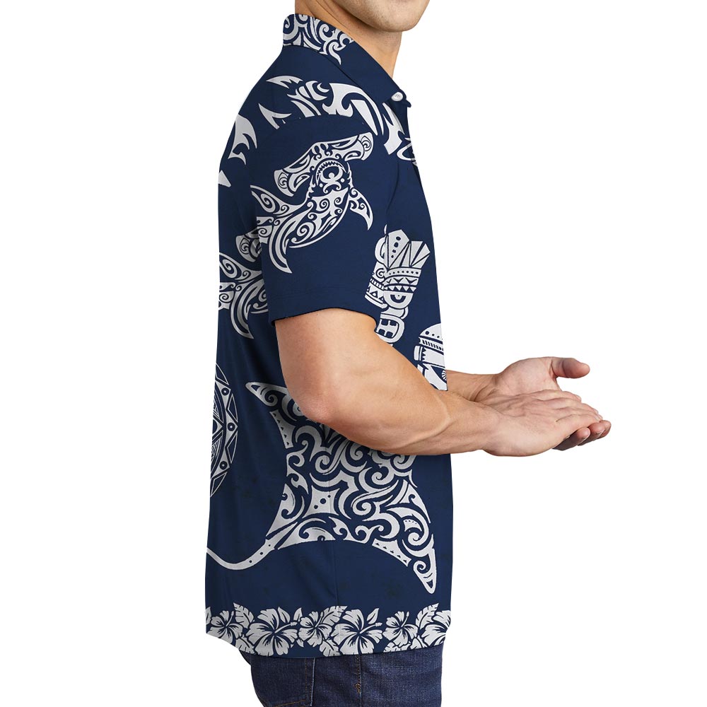 Tiki Print Matching Men's Hawaiian Polo