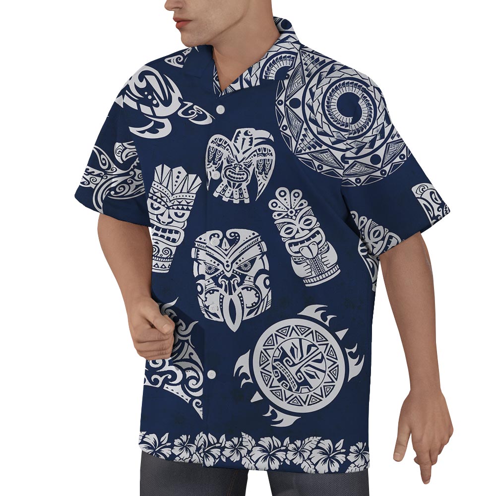 Hawaiian Shirt Men With Tiki Pattern