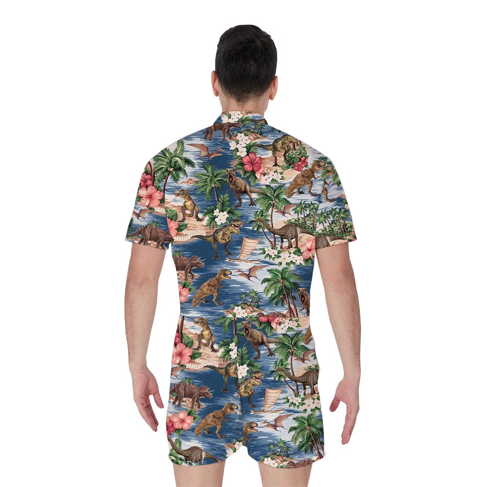 Dinosaur Print Hawaiian Men's Romper
