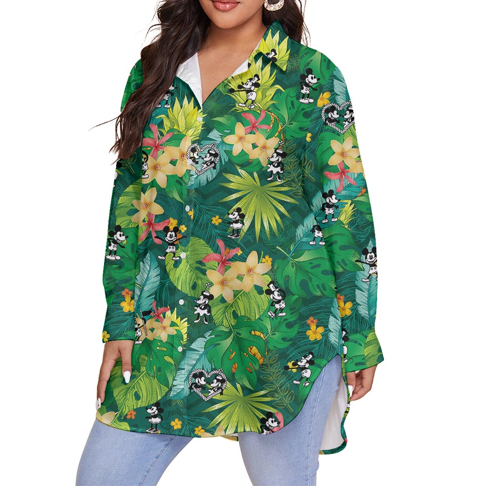 Mickey Minnie Plus Size Aloha Shirt Steamboat Willie
